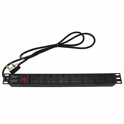 6 Way Black Cabinet Power Distribution Unit